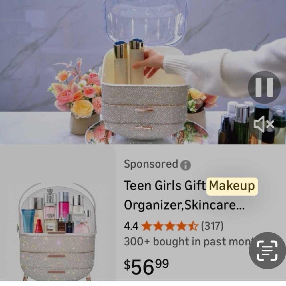 Sparkling Makeup Organizer with Handle